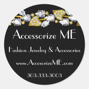 Diamant-Schmuck-schwarz Runder Aufkleber