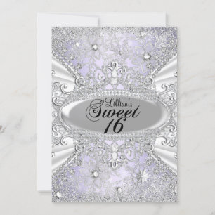 Diamant Schneeflocke Lila Winterwunderland Sweet16 Einladung