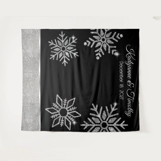 Diamant-Schneeflocken-Hochzeitskugel Wandteppich (Vorderseite (Horizontal))