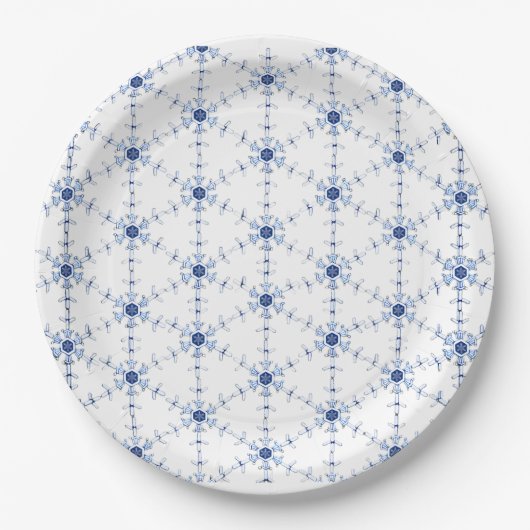Diamant-Schneeflocken-Muster Pappteller (Vorderseite)