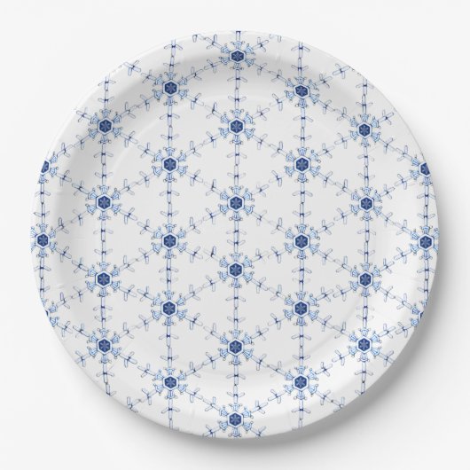 Diamant-Schneeflockenmuster Pappteller (Vorderseite)