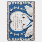 Diamant-Schwan-Blau-Hochzeitsliebesbogen-Design Decke (Vorderseite Vertikal)