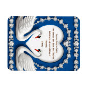 Diamant-Schwan-Blau-Hochzeitsliebesbogen-Design Magnet (Horizontal)