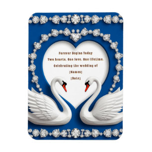 Diamant-Schwan-Blau-Hochzeitsliebesbogen-Design Magnet