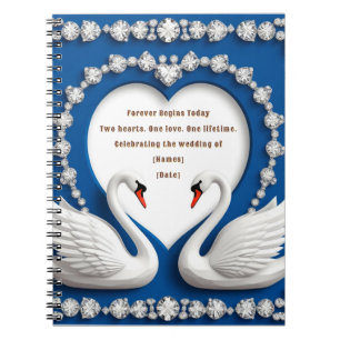 Diamant-Schwan-Blau-Hochzeitsliebesbogen-Design Notizblock