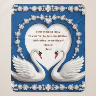 Diamant-Schwan-Blau-Hochzeitsliebesbogen-Design Sherpadecke