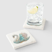 Diamant-Schwan-Goldkristall-Bling Steinuntersetzer (Seitenansicht)