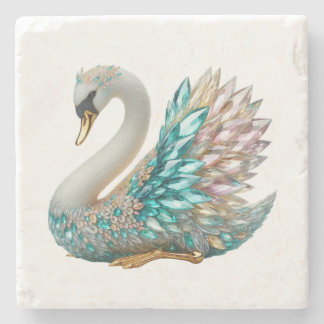 Diamant-Schwan-Goldkristall-Bling Steinuntersetzer