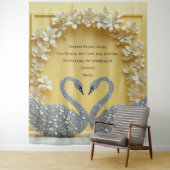 Diamant-Schwan-Hochzeitsliebesbogen-Design Wandteppich (Beispiel)