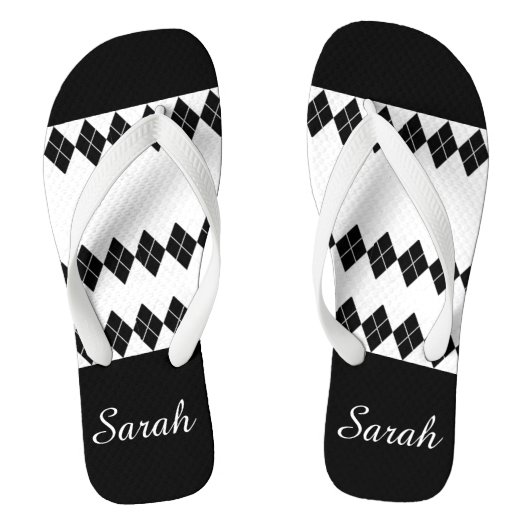 Diamant-Schwarz-weißer Zoll Badesandalen (Fußbett)