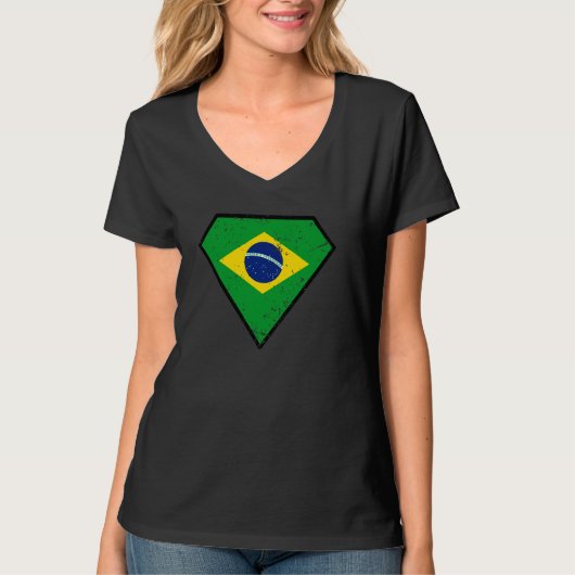 Diamant Shape Flag von Brasilien. Brasilianischer  T-Shirt (Vorderseite)