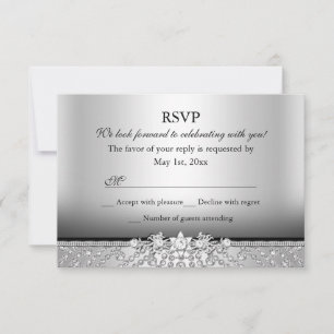 Diamant Silber & Schwarz RSVP Karte