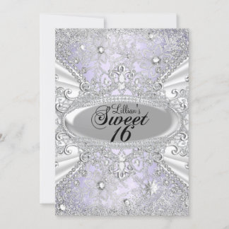 Diamant Snowflake Lila Winter Wonderland Sweet16 Einladung