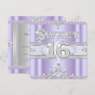 Diamant Sweet 16 Sechzehn Party Lila Flieder Einladung