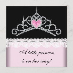 Diamant Tiara Rosa Schwarze Prinzessin Baby Shower Einladung