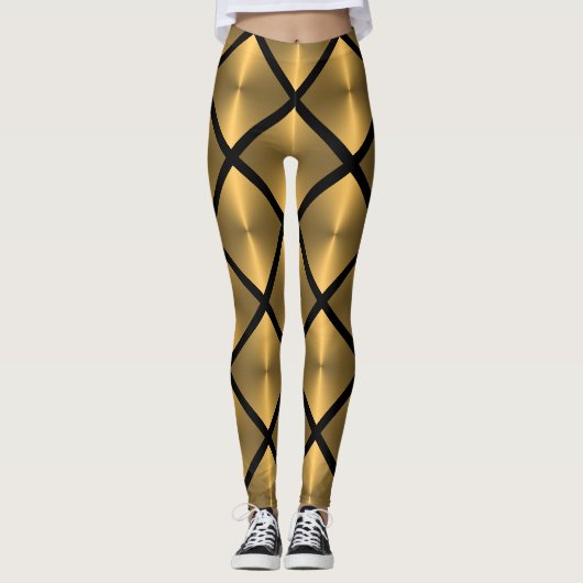 Diamant Tile Pattern Gold Leggings (Vorderseite)