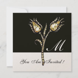 DIAMANT TULPEN MONOGRAMM, Gold Metallisch Einladung