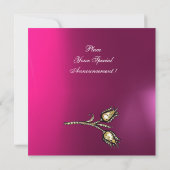 DIAMANT-TULPEN MONOGRAMM , Rosa Fuchsienfarben Pur Einladung (Rückseite)