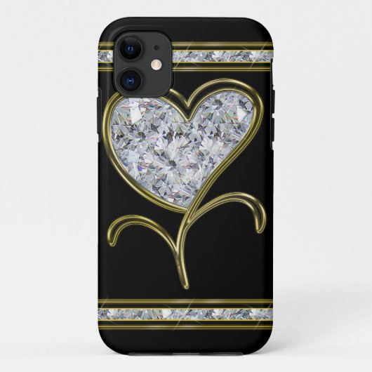 Diamant-u. Goldherz-Blume Case-Mate iPhone Hülle (Rückseite)