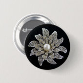 Diamant-u. Perlen-Brosche Button (Vorne & Hinten)