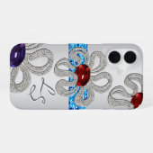 Diamant- und Gem-umkruste Blume (Mit Monogramm) iPhone 16 Hülle (Rückseite (Horizontal))