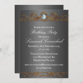 Diamant und Gold Dunkle Silber Geburtstag Einladung (Vorne/Hinten)