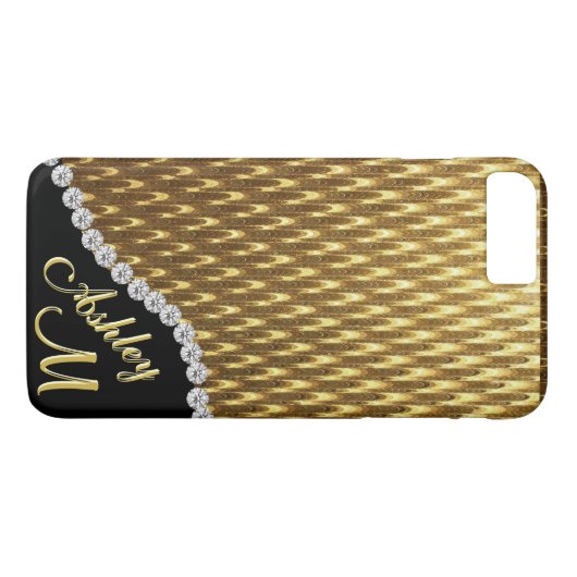 Diamant-und Goldmonogramm Case-Mate iPhone Hülle (Rückseite (Horizontal))