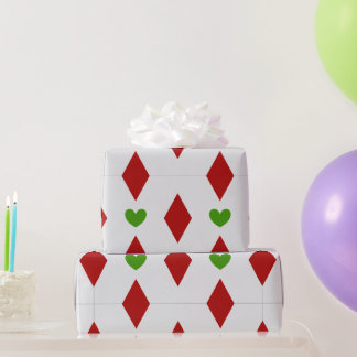 Diamant- und Herz-Weihnachts-Verpackungspapier Ges Geschenkpapier