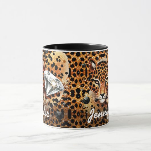 Diamant und Leopard mit Namen Tasse (Zentrum)
