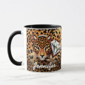 Diamant und Leopard mit Namen Tasse (Links)