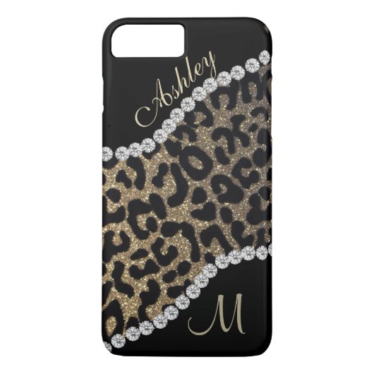 Diamant und Leopard Monogramm Case-Mate iPhone Hülle (Rückseite)