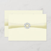 Diamant und Pearl Broach Save the Date auf Ribbon Einladung (Vorne/Hinten)