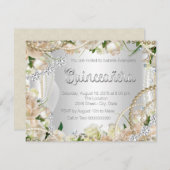 Diamant und Pearl Rose Quinceanera Einladung (Vorne/Hinten)