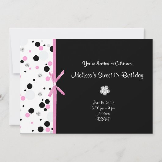 Diamant-und Punkt-Bonbon 16 Einladung (Vorderseite)