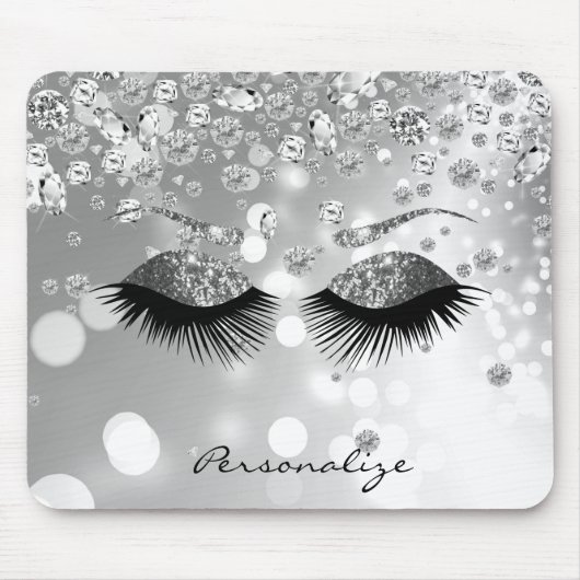 Diamant und Silber Glitzer Augen Mousepad (Vorne)