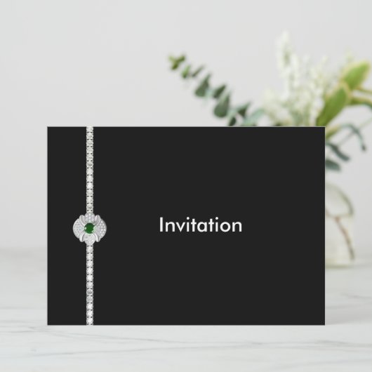 Diamant und Smaragd Einladung (Stehend Vorderseite)