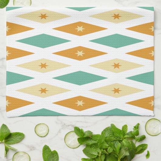 Diamant und Stars Retro Mitte Jahrhundert Geschirrtuch (Gefaltet)