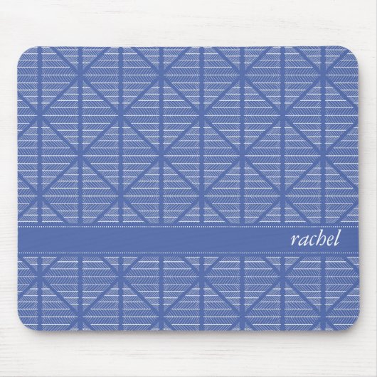 Diamant und Streifen Muster Navy/Blue Individuelle Mousepad (Vorne)