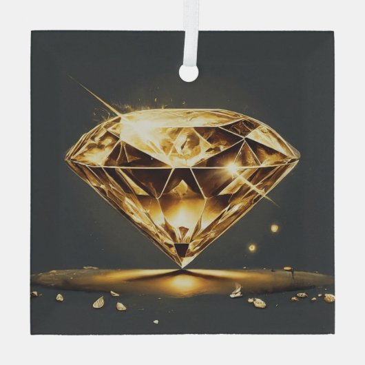 Diamant-verkrustetes Gem Ornament Aus Glas (Rückseite)