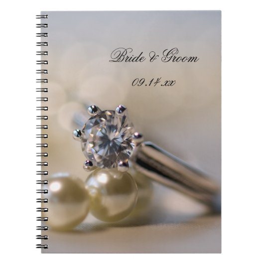 Diamant Verlobung Ring and Pearls Wedding Notizblock (Vorderseite)