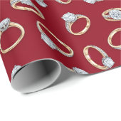 Diamant-Verlobungsring-Musterdesign Geschenkpapier (Rolleneckpunkt)