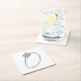 Diamant-Verlobungsring Rechteckiger Pappuntersetzer