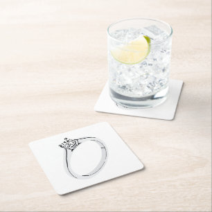 Diamant-Verlobungsring Rechteckiger Pappuntersetzer
