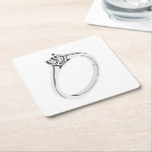 Diamant-Verlobungsring Rechteckiger Pappuntersetzer (angewinkelt)