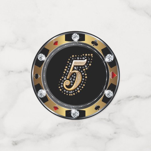 Diamant VIP Poker Chips 5-10-25 Tischkonfetti Konfetti (Klein Vorderseite)