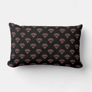 Diamant - Weich rosa auf schwarz Lendenkissen