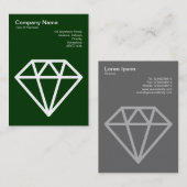 Diamant - Weiß auf dunklem Waldgrün Visitenkarte (Vorne/Hinten)