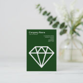 Diamant - Weiß auf dunklem Waldgrün Visitenkarte (Stehend Vorderseite)