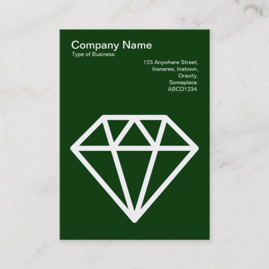 Diamant - Weiß auf dunklem Waldgrün Visitenkarte (Vorderseite)