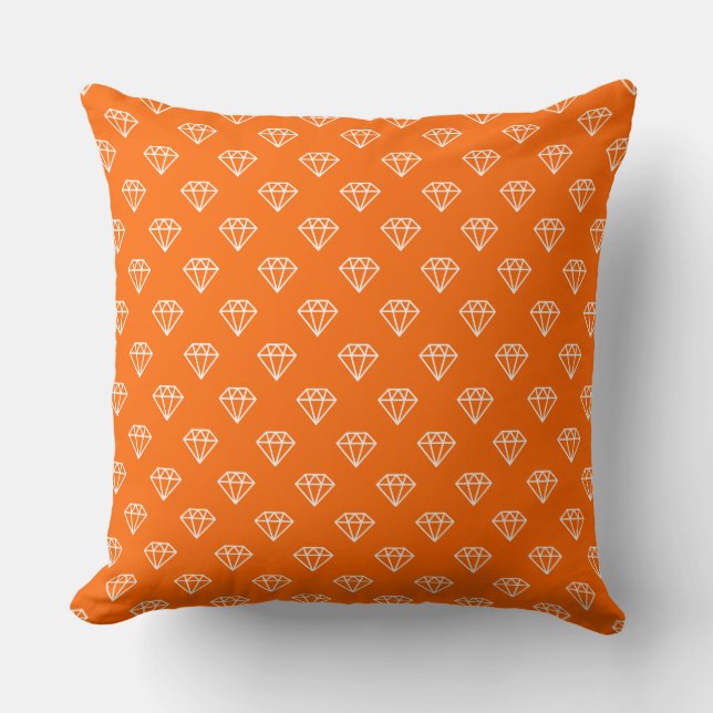 Diamant - Weiß auf Orange Kissen (Vorderseite)